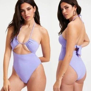 Good American One Piece Cutout Swimsuit Size 2 Medium Iris Monokini GSW0303